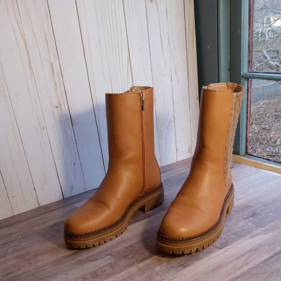 Sam & Libby Tan Womens Scarlett Sweater Heeled Chelsea Bootie Size 7.5 - Picture 3 of 6